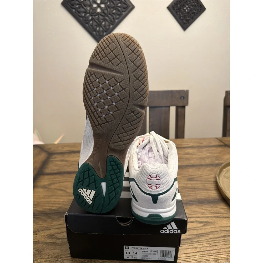 Adidas PREDATOR SALA SHOES in White/Collegiate Green/Cloud White Men Sz 12 …X2